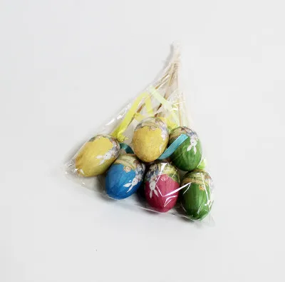
Hot Selling 6pcs Cartoon Rabbit Printed Easter Egg With Stick 