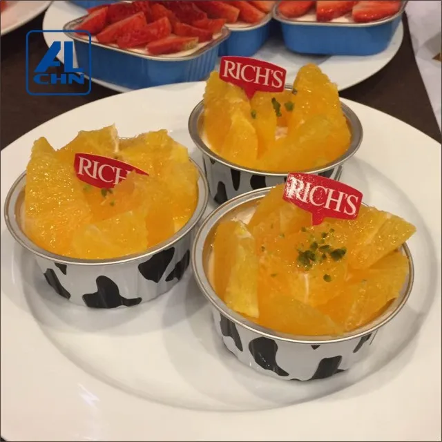 
ALCHN 130ML/4.5oz Red High Barrier Disposable Aluminum Foil Dishes/Cups YY084-B Bakery Aluminum Foil Container 