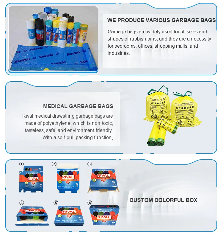 Plastic Bags Garbage Bags Trash Bags Pe Heavy Duty Compactor Contractor Lawn And Leaf Trash Garbage Bags heavy Duty Biodegradable 30 Rolls Rubbish Plastic Garbage Bag biodegradable Industrial Plastic Bags