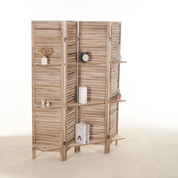 Indoor Decoration 4 Panel Wood Free Standing Folding Room Divider