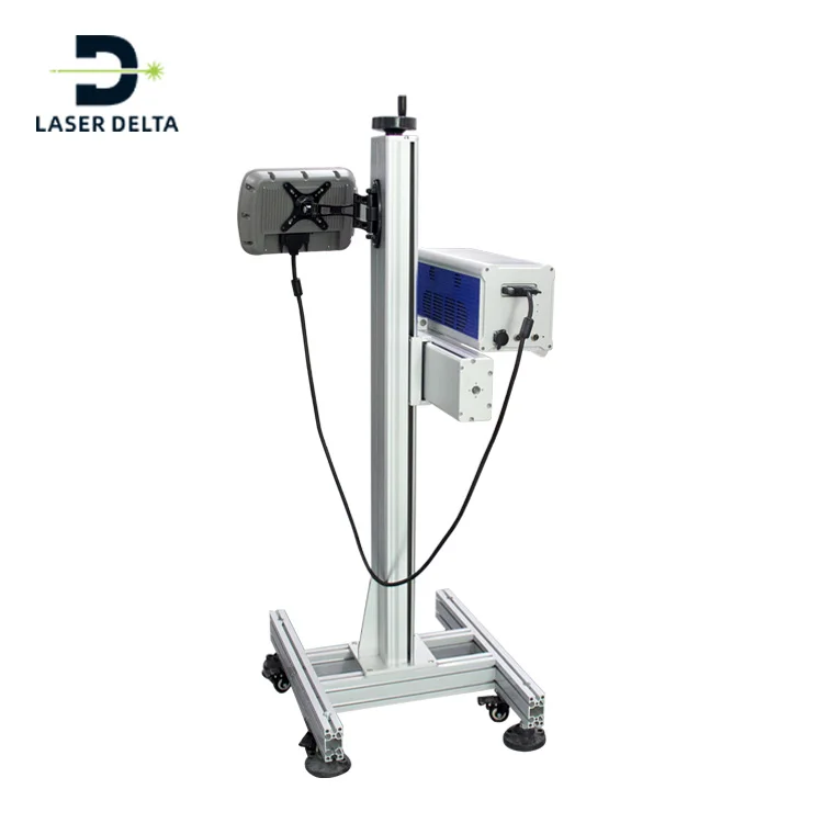 Mineral water production line expire date barcode flying mode online CO2 marking machine PET laser bottle printer