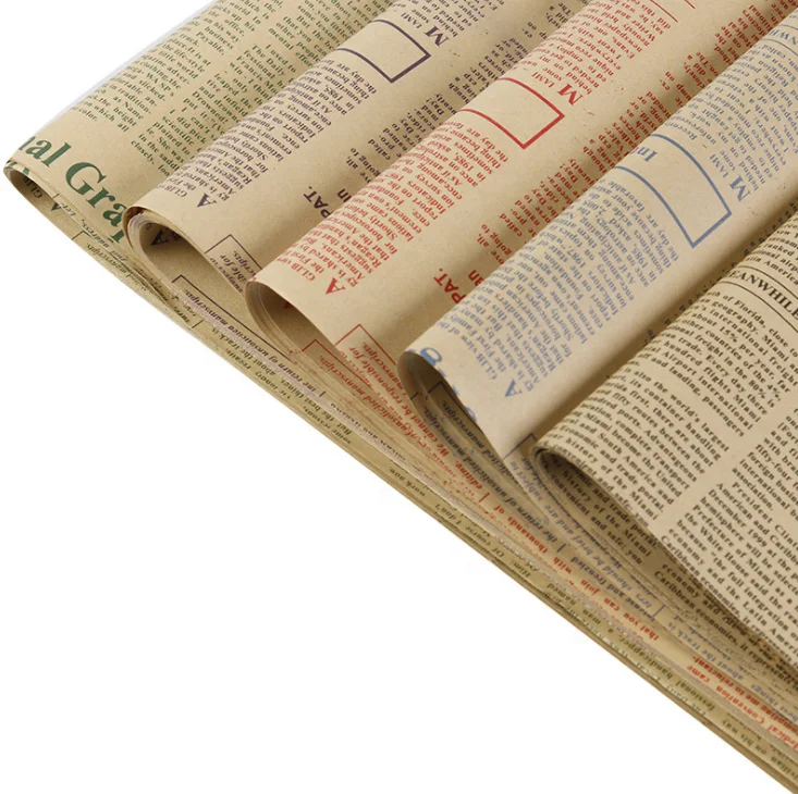 45 sheets/ pack 40 sheets Per Bag Vintage Kraft Paper Newspaper Gift Wrapping Paper Flower Wrapping Paper