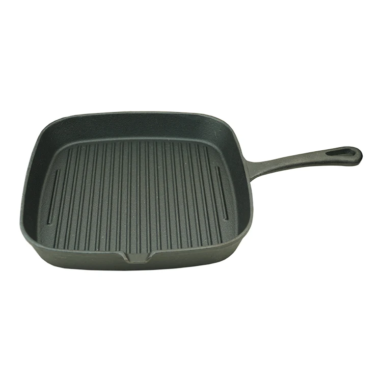Cofeler Hot Sell Pre-seasoned 9 Inch Cast Iron Non Stick Square BBQ Grill Pan Griddle Pan Skillet Pan