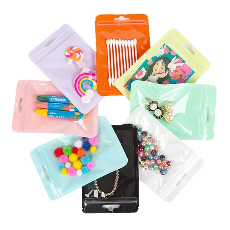 Custom Printed Transparent Window Plastic Mylar Ziplock Bag Heat Seal Reclosable Zipper Bag Small Sachet Food Sample Bag