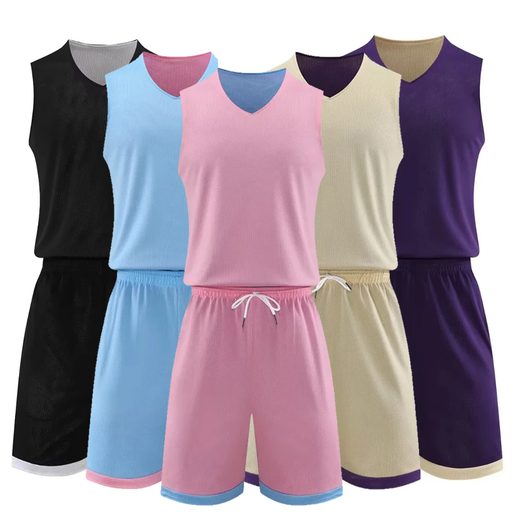 Wholesale design custom men sublimated reversible plain basketball uniform jerseys set