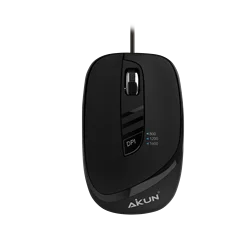 AIKUN Wired 3D Optical Mouse LT22 with DPI Switch 800/1200/1600,USB Cable,Rubber Wheel,Plug and Play