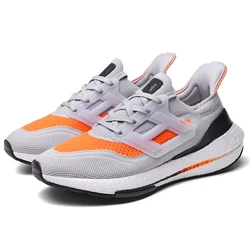 Hot Sale New Fashion Men Lace-up Fly Knitted Upper Comfortable Sports Walking Sneaker running sporting plain white sport shoes