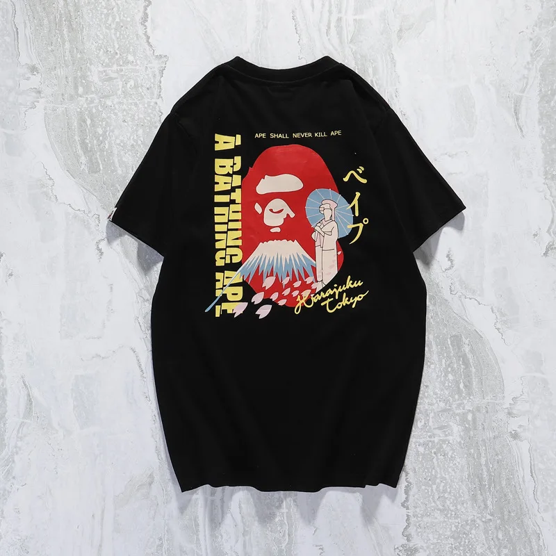 2022 Hot selling  Fashion brand bape t-shirt white black shark 100 % Cotton 3d print t shirt unisex round neck print t-shirt