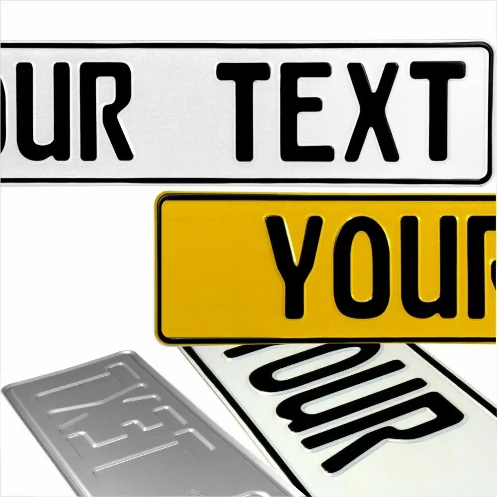 Британские легальные 2 тисненые прессованные автомобильные металлические номерные таблички