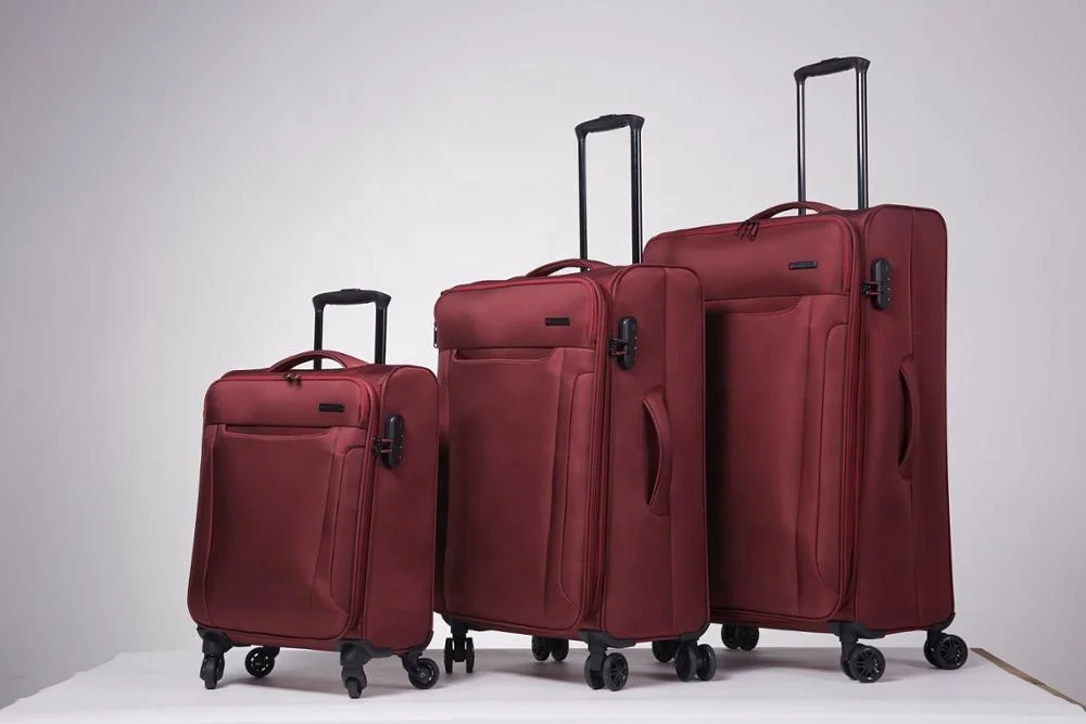 soft luggage set 5PCS family series light weight luggage polyester durable soft luggage cheap with BSCI certificate