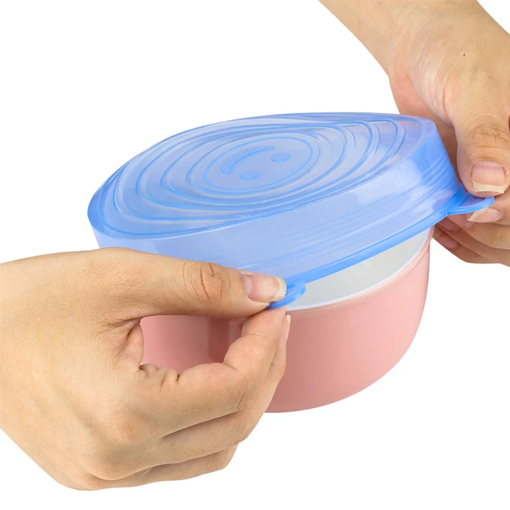 6 Size Fresh-keeping Multi-size Reusable Silicone Stretch Lid Container Cover Plastic Wrap Substitute For Food Storage