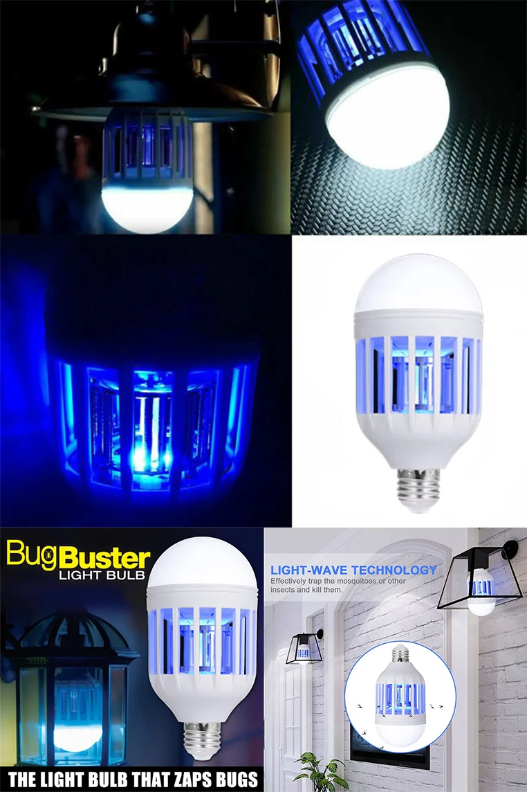 Electronic 2 in 1 Mosquito Killer Lamp Insect Fly Trap Bug Zapper 110V E27 Pest Attractant Trap Light Bulb