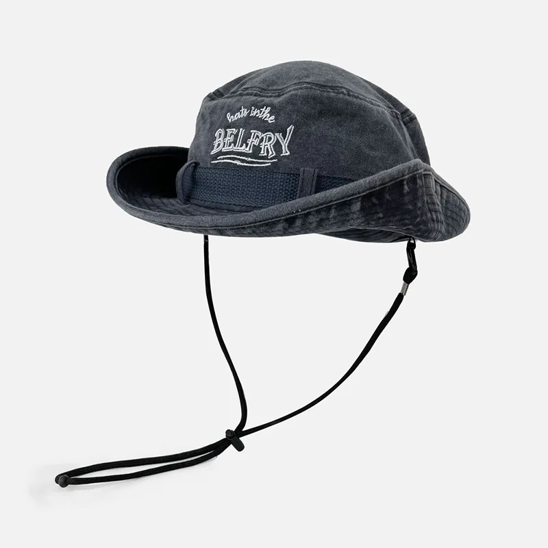 fashion embroidered basin hat pink cowboy vintage washed cotton denim blue jean bucket hats women