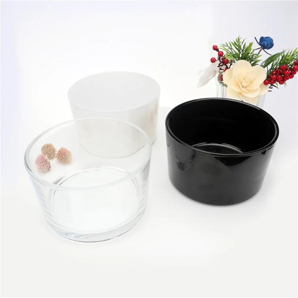 480ml 700ml 16oz 24oz Empty Luxury 3 Wicks Tumbler Matte Black Frosted White Clear Wide Mouth Big Large Glass Candle Jars