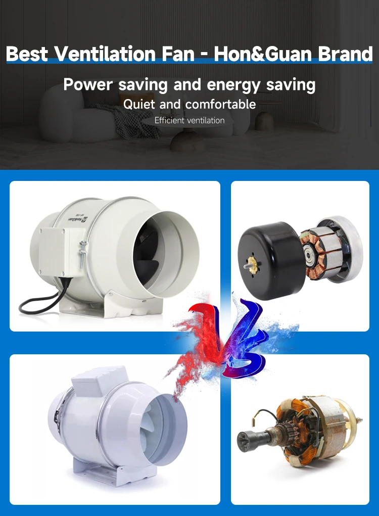 Fan manufacture EC motor PP plastic 150mm silent air fans exhaust duct fan for room ventilation