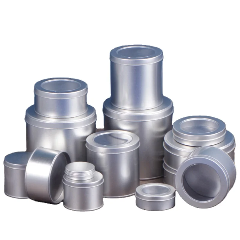 Metal Tin Box Container With Lid Round Rectangular Hinged Tins Clear Top Tins Boxes Packaging For Candies Gifts Balms