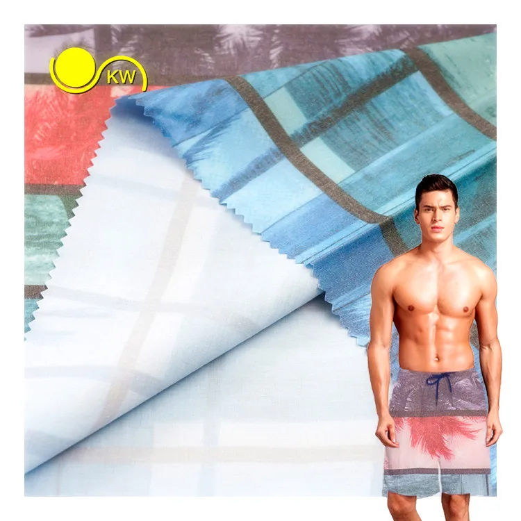 Anti-mocrobial Recycle  poly cotton   hemp  stretch fabrics  for  beach short