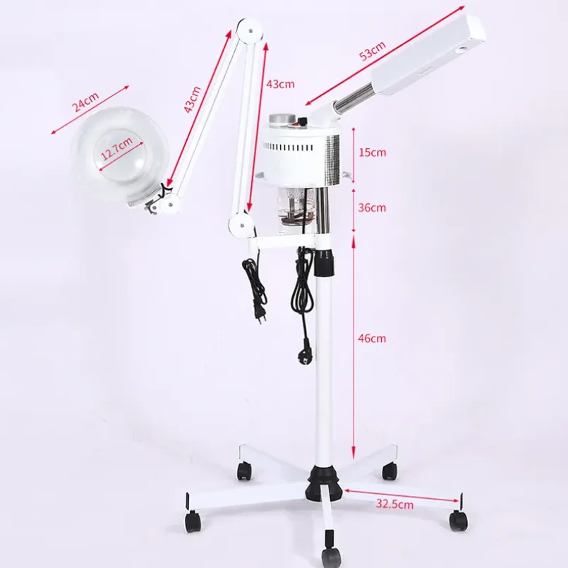 High Quality Adjustable 2 In 1 Portable Facial Steamer Beauty Salon Face Steamer Equipment Led Magnifying Lamp