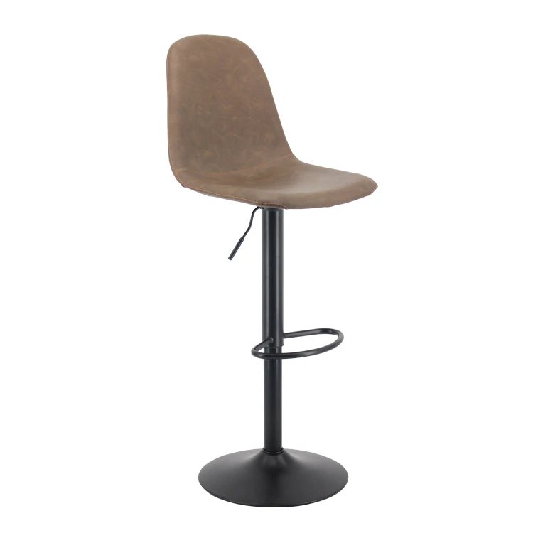 
Modern Brown PU Leather Adjustable Swivel Bar Stool Chair 
