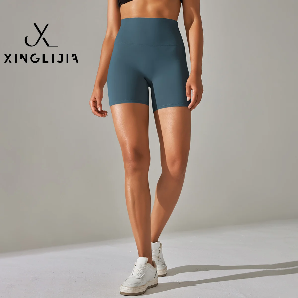 Spring and summer new solid color yoga shorts double side hair tight height waist elastic exercise fitness three points yoga pan