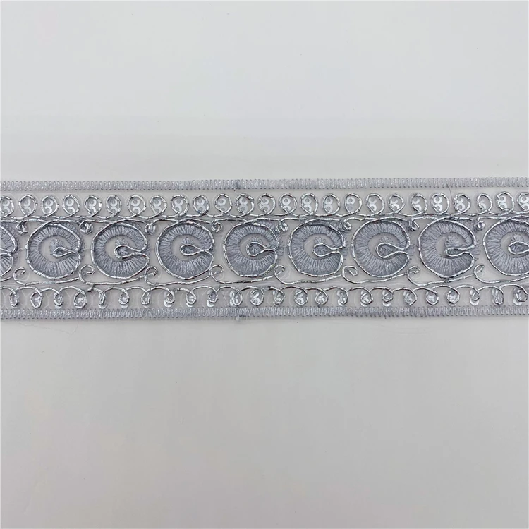 Mesh Sequin Embroidery Lace Stock supply of hollowed-up garment accessories Wholesale Gold Thread embroidery bar code lace