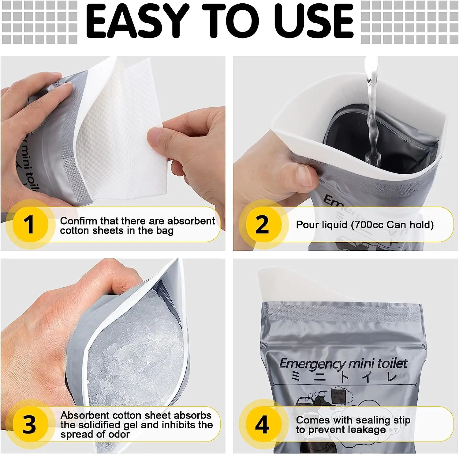 700ML Leak-proof Disposable Urine Bags Travel Pee Bags Unisex Urinal Vomit Bag for Travel Emergency Portable Mini Toilet