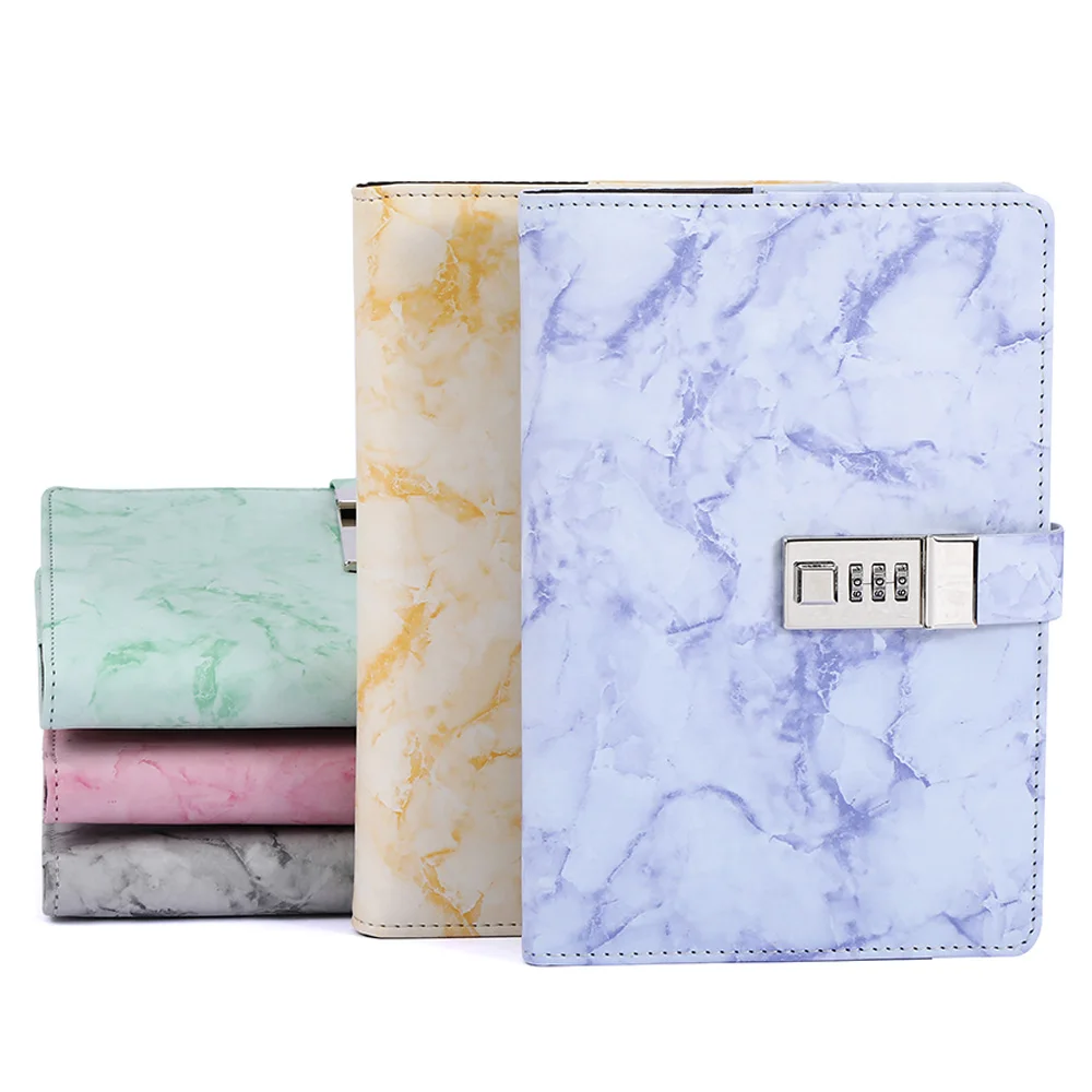 Custom Available A5 Hardcover Leather Glue Bound Lined Notebook Journal with Lock Closure