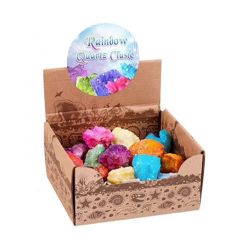 Оптовая продажа недорого 50 шт. 6 цветов Aura CrystalRocks дисплей из минерального кварца нестандартный небольшой объем для продажи