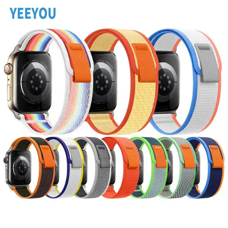 High Quality Nylon Fabric Band Multi-Color Wild Trail Loop Strap Watch 8 Ultra 7 6 5 4 Series iWatch Model Fashion 45mm