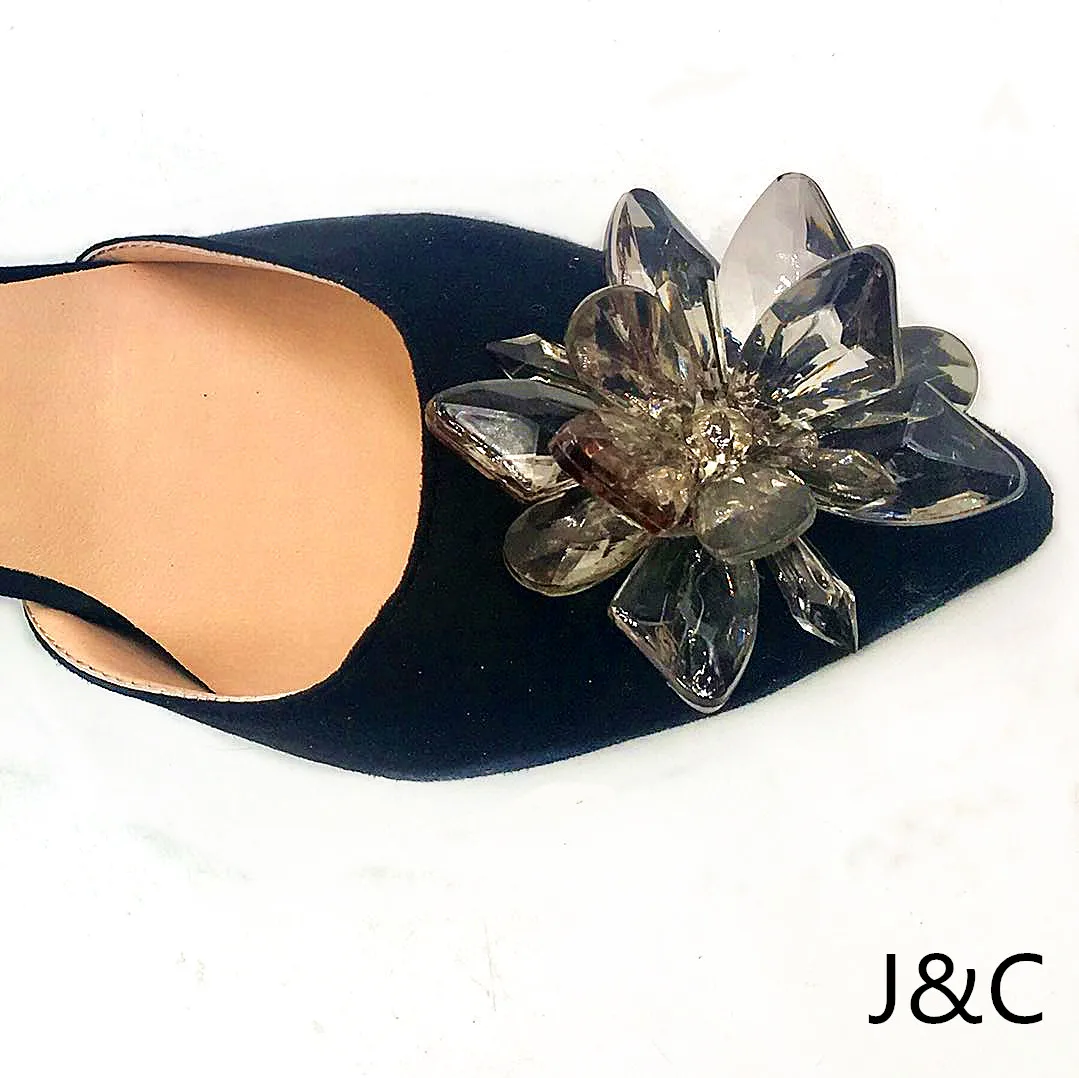 stocks  black diamond acrylic stone crystal shoe flower crystal shoe ornament