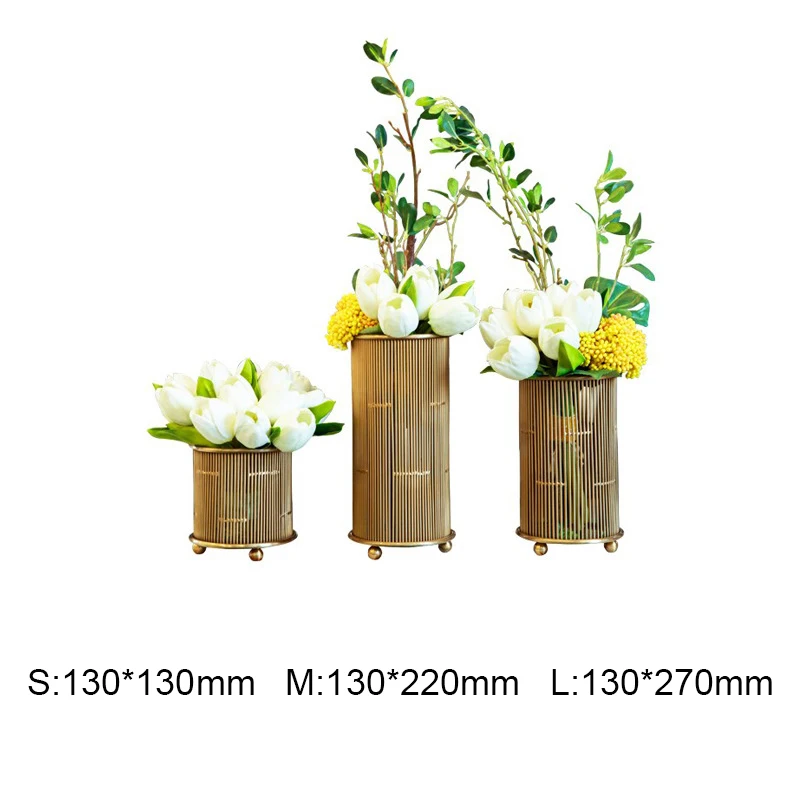 Современные сушеные цветы горшки для растений декоративные свадебные украшения минималистичный металлический набор из трех