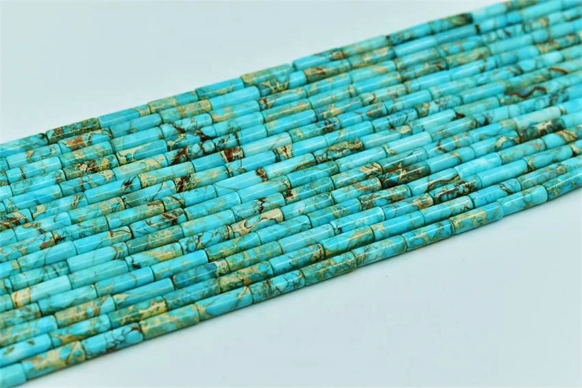 Natural Smooth Charm Gemstone   Cylinder  4*13mm Imperial Jasper Tube Sea Sediment Beads Jewelry making