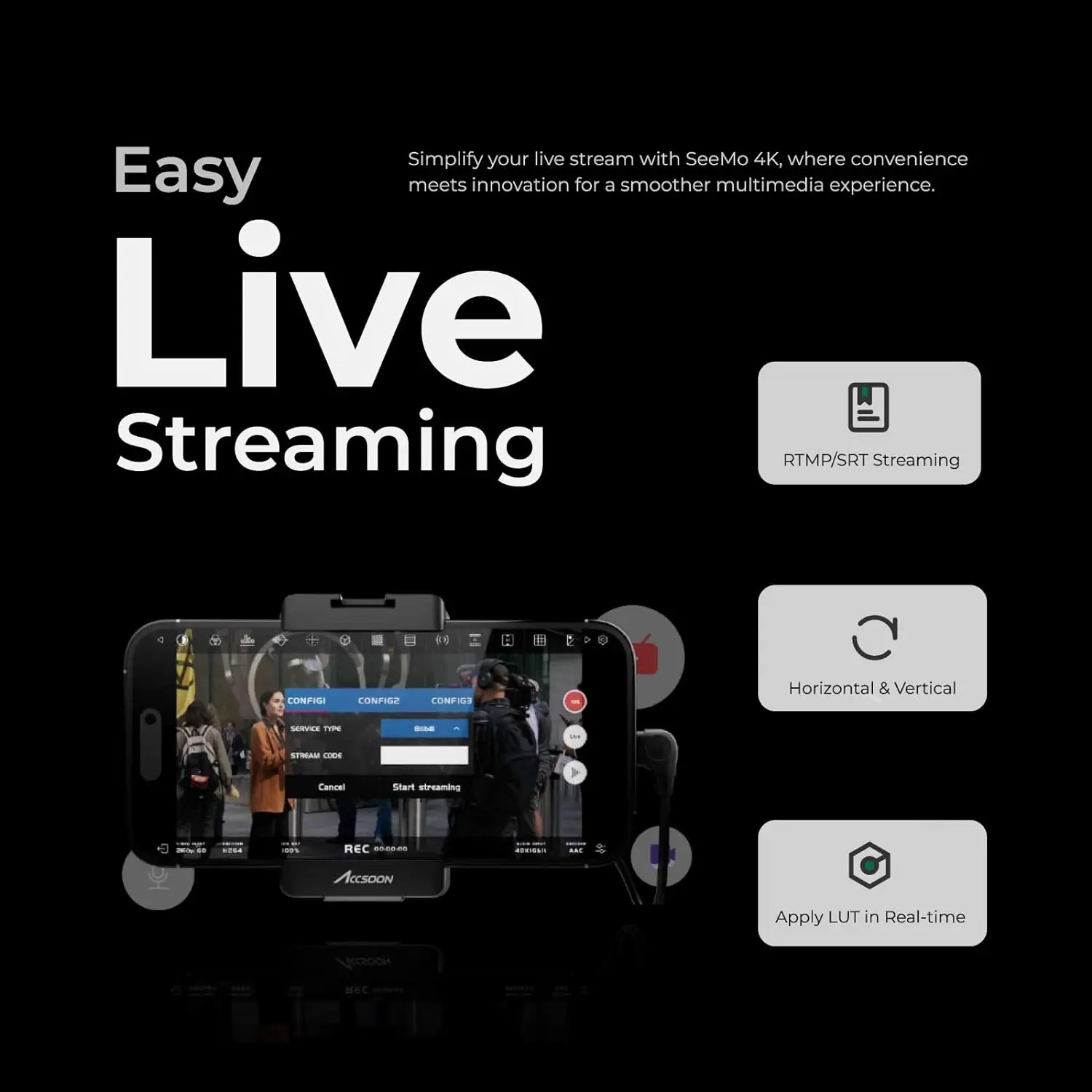 Accsoon SeeMo 4K (UIT03)  Monitor Compatibility iPho  ne/iPa d Video Transmission Transmitter Cameras H  DMI i  OS Video Capture