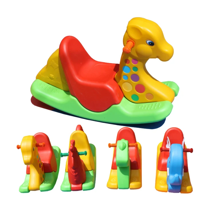 Hot sale toddler plastic animal rocking chair slide 4-in-1 baby birthday gift toys kids cartoon indoor toy