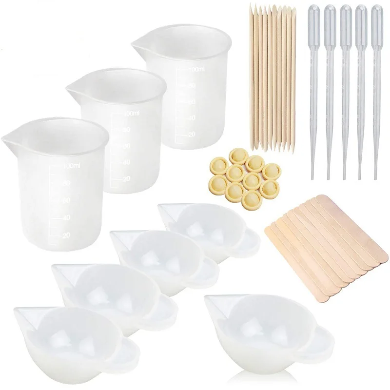
Resin Mixing Tools Starter-Kit Hand Making DIY Resin Measuring Mixing Cups Silicone Mat Stainless Stirring Rod Tools 