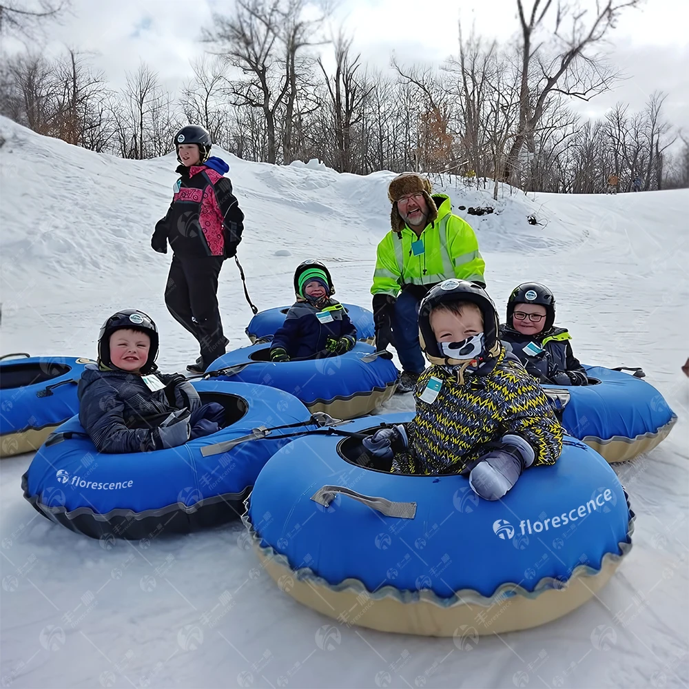 Heavy duty inflatable PVC double 2 person large snow sled tube with premium cover for snow tubing