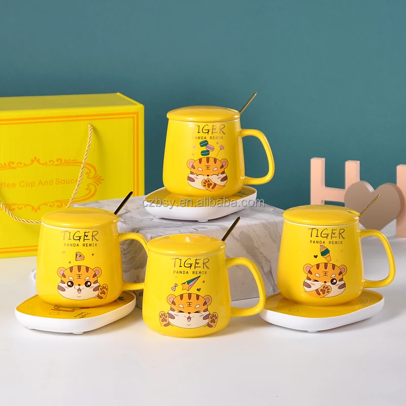 Christmas55 degree constant temperature ceramic Mug Coffee Cup with Heater smart thermal coasters Electric Mug warmer coffee cup