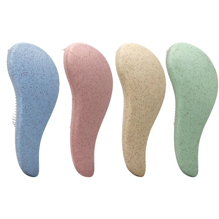 Wholesale Wheatstraw TT Scalp Massage Anti-static Detangling Hair Brush Comb For Afro Hair Wet and Dry