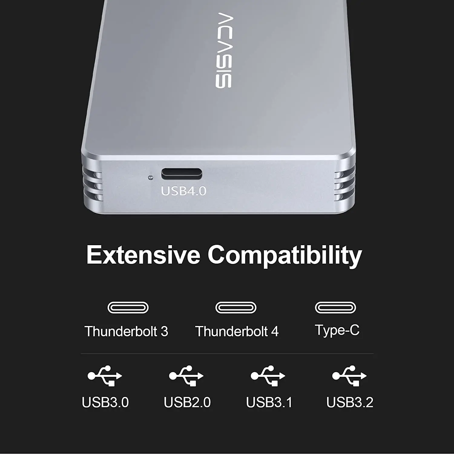 ACASIS USB 4.0 M.2 Nvme Enclosure 40Gbps NVME M.2 SSD PCI-E M-Key Solid State Drive External Aluminum shell Enclosure