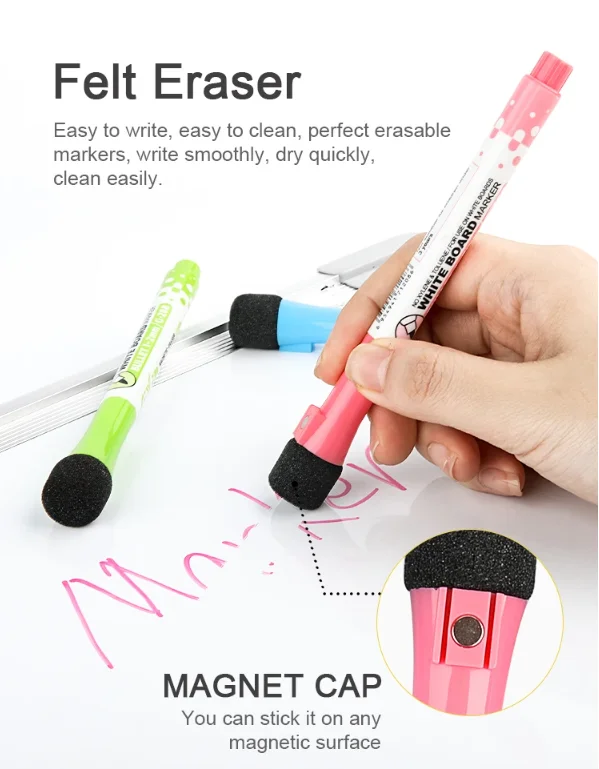 High quality magnetic whiteboard marker pen with eraser