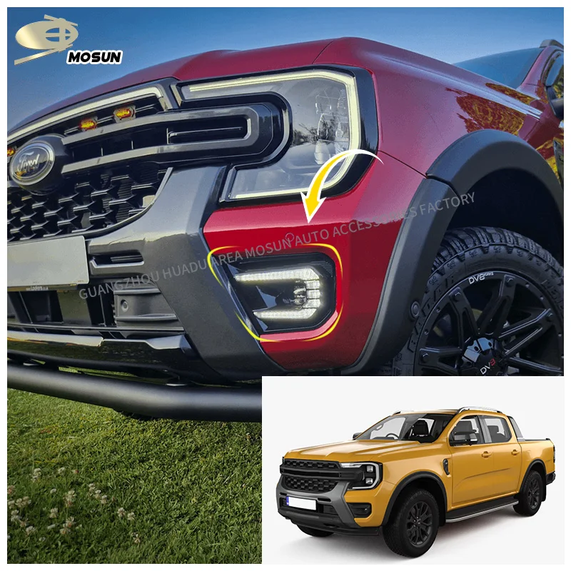 Daytime Running Light DRL with yellow white LED lamp Car Accessories for FORD RANGER WILDTRANK T9 2023 turn signal light