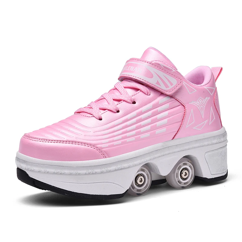 Унисекс выдвижные ролики обувь для скейтборда с 4 деформированными колесами сетчатая стелька детей и подростков всех сезонов