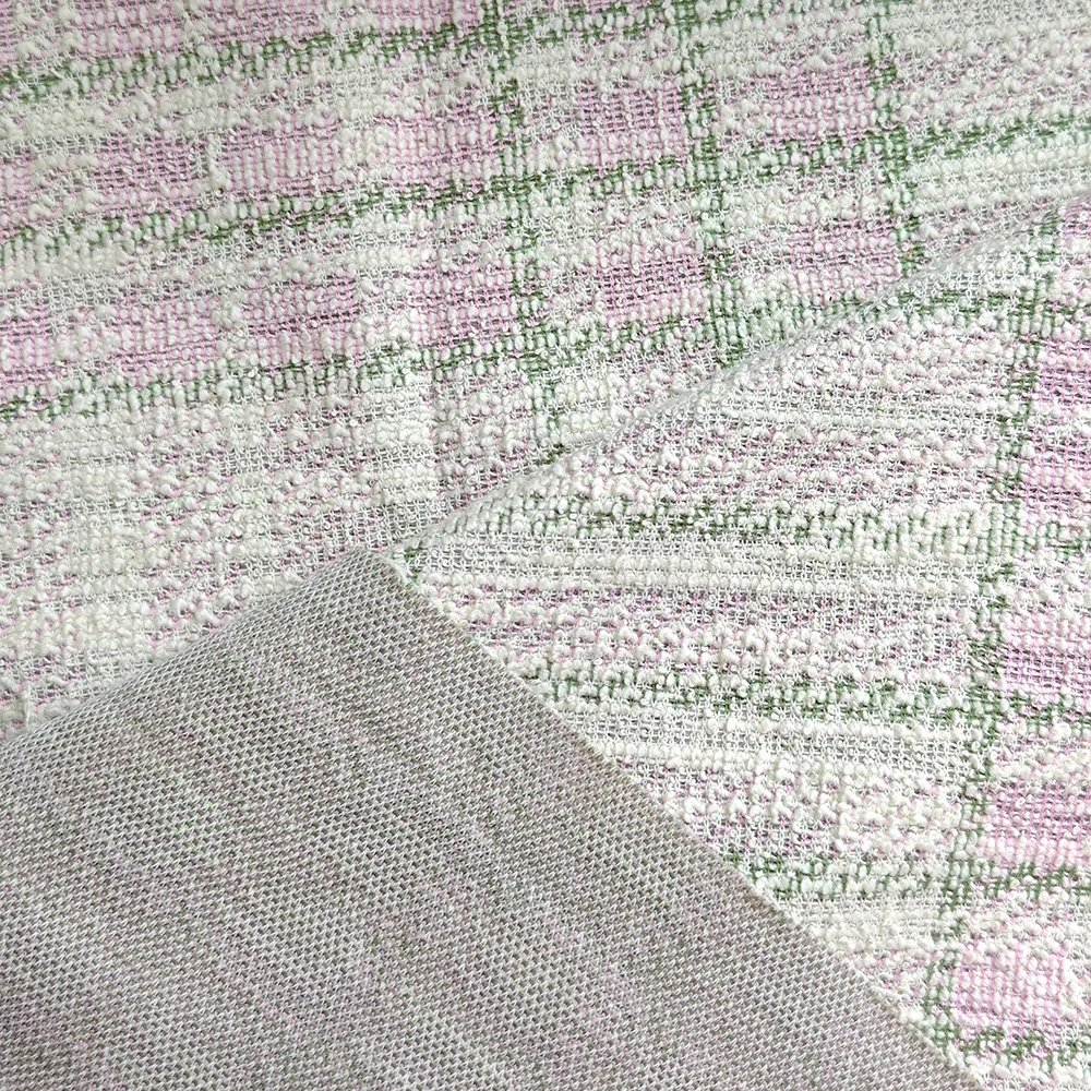 Factory Custom Wholesale Channel-style 250gsm 64% Cotton 36% Polyester Knitted Plaid Tweed Jacquard Fabric For Jackets