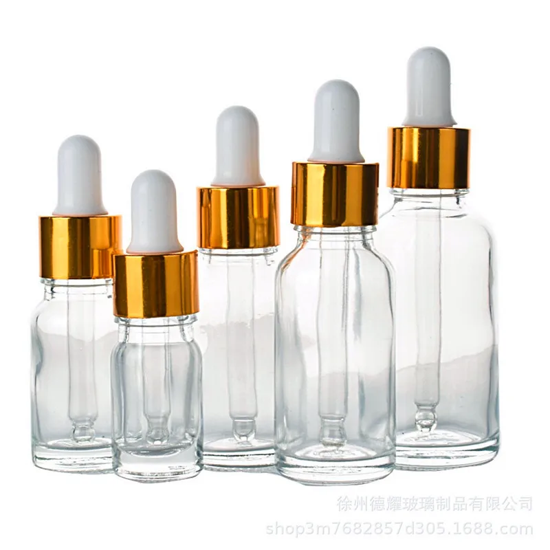 Transparent clear glass dropper serum bottles 5ml 10ml 15ml 20ml 30ml with dropper lid Manufacturers