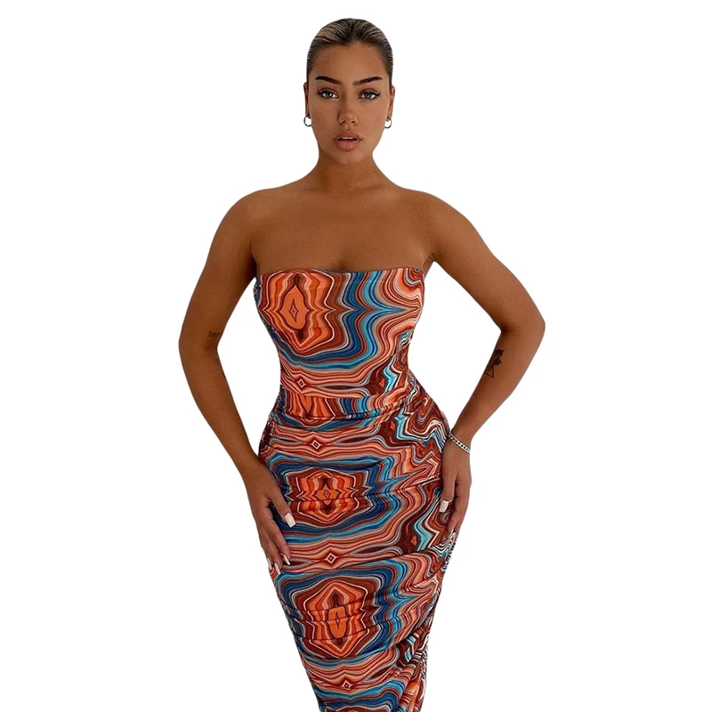 2021 new Off shoulder wrap new print dress all over printed africa clothing bodycon dress pattern casual dress