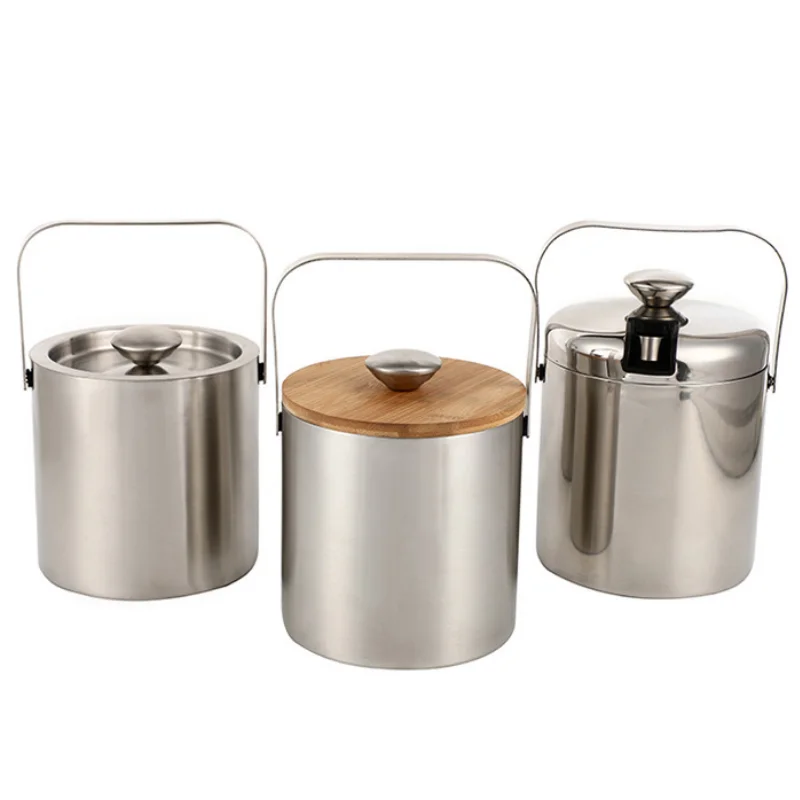 Stainless steel double insulated ice bucket Portable champagne bucket with lid KTV bar wine barrel for Mash Matilda Bay