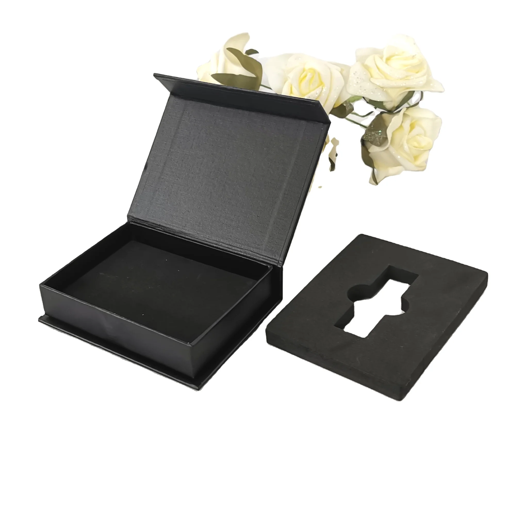 Custom Magnetic USB Presentation Gift Boxes Black Flash Drives Removable Drives Wedding USB Gift Box