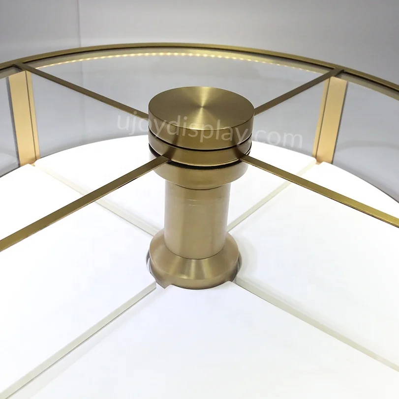 Круглый ювелирный счетчик, стеклянная круглая витрина на заказ, ювелирная витрина для магазина ювелирных изделий, выставочный зал часов