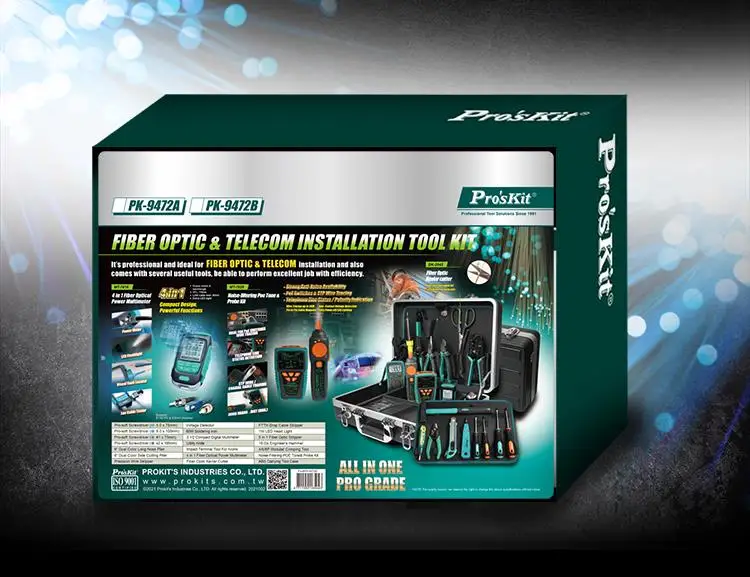 telecommunications and network toolkit PK-9472G for Fiber Optic Cable Telecommunications Network Inspection and Maintenance