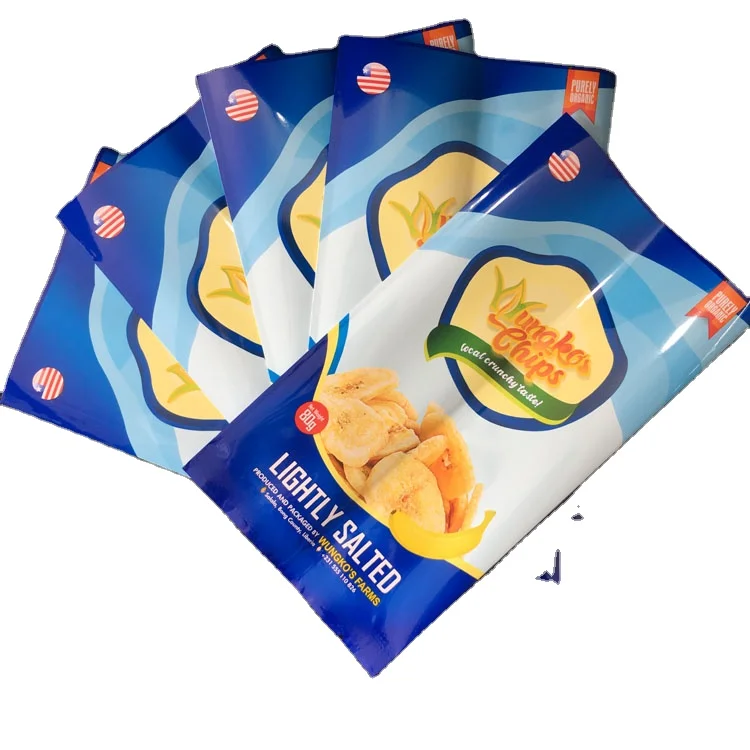 Printed Nitrogen Filled Potato Chips Popcorn Plantain Puffed Snack Food Packaging Pouch Bag